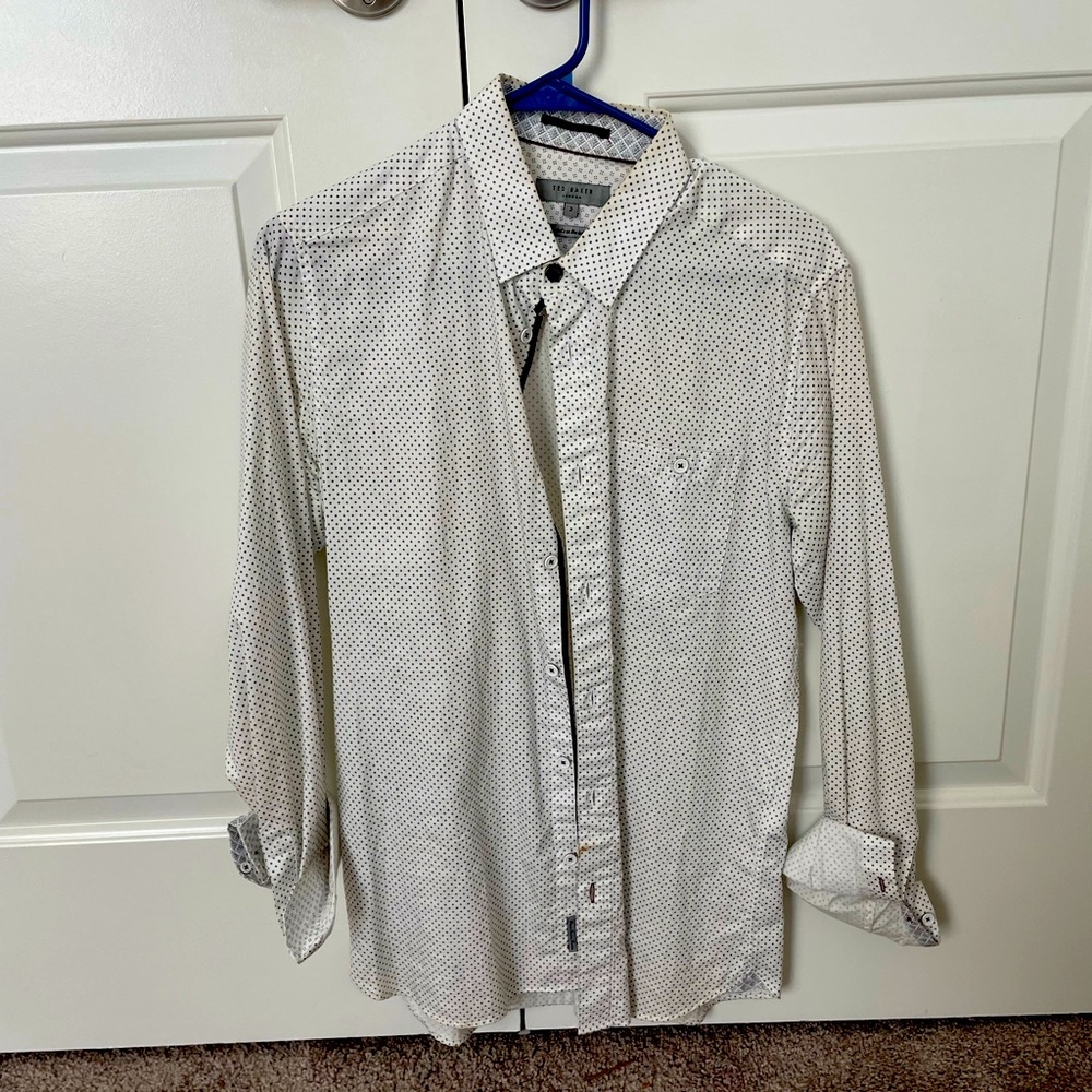 Ted Baker London size 3 polka dot button up dress shirt